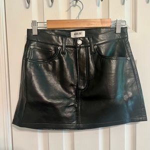 NWT AGOLDE black recycled leather mini skirt, size 26